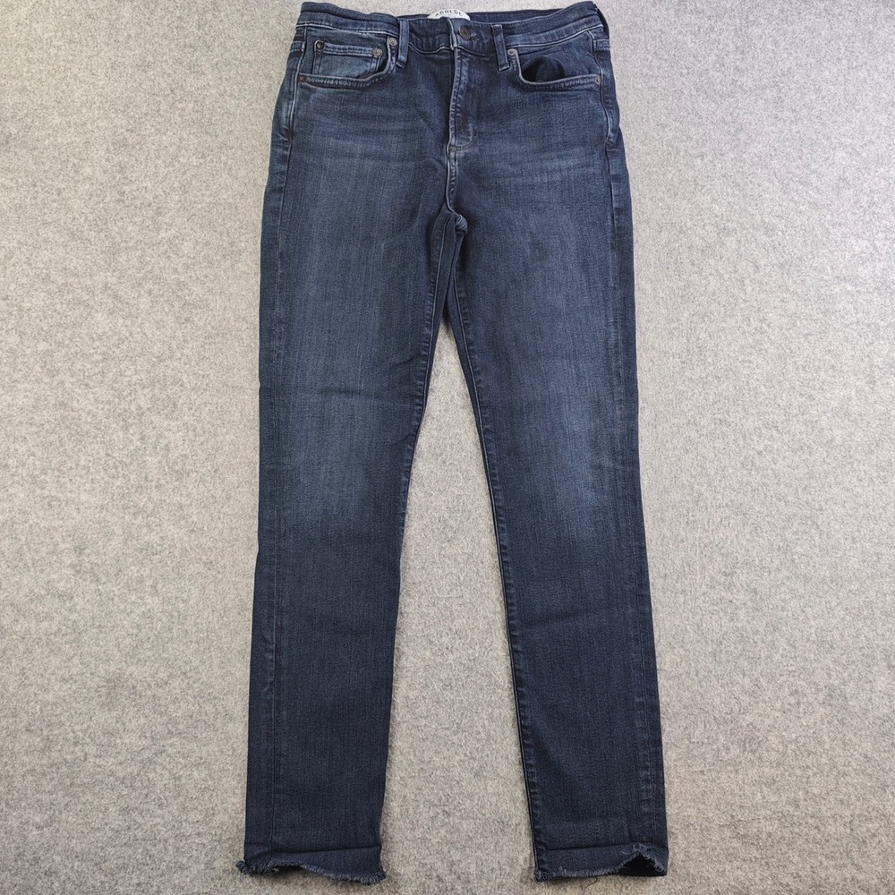 Agolde Sophie Skinny Jeans Dark Wash Raw Hem High Rise Size 27 A106-1044